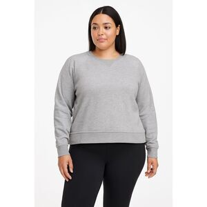 KIM ROGERS Women’s 1X Gray Pullover Sweatshirt Casual Cotton Blend Long Sleeve